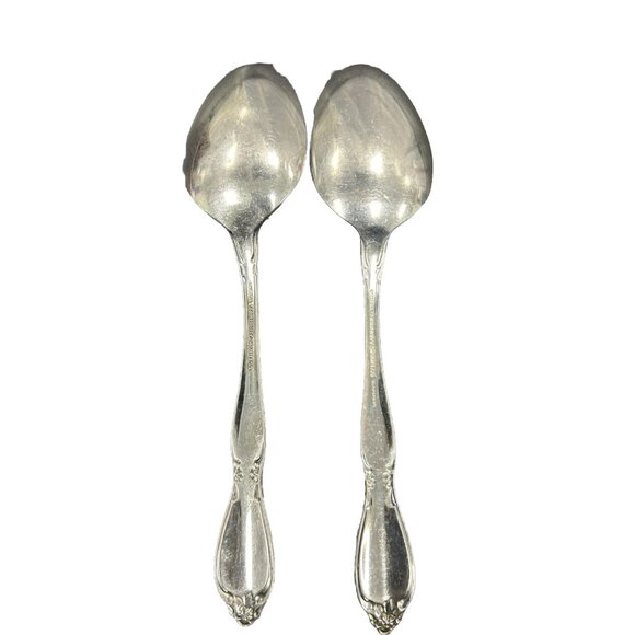 Set Of 2 Oneida Community CHATELAINE Stainless Large 8.25” Serving Spoons USA - Picture 5 of 6